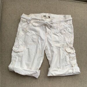 Abercrombie & Fitch Cargo Shorts Roll Hem Cream White Girls Size Medium